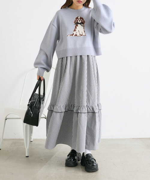 w closet（ダブルクローゼット）の「DOGショートニット（ニット/セーター・レディース・ブルー/ネイビー/アイボリー・FREE）」の19枚目の写真