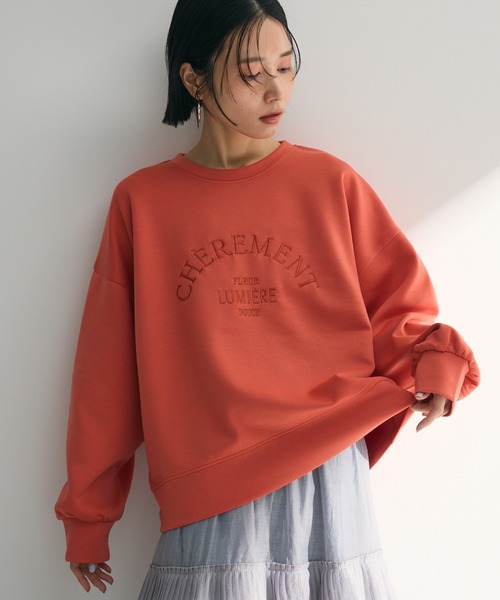 Green　Parks（グリーンパークス）の「ロゴ刺繍ダンボールプルオーバー（スウェット・レディース・ベージュ/レッド/グリーン/サックスブルー/グレー・FREE）」の5枚目の写真