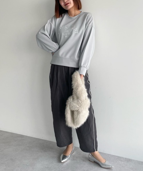 Green　Parks（グリーンパークス）の「ロゴ刺繍ダンボールプルオーバー（スウェット・レディース・ベージュ/レッド/グリーン/サックスブルー/グレー・FREE）」の9枚目の写真