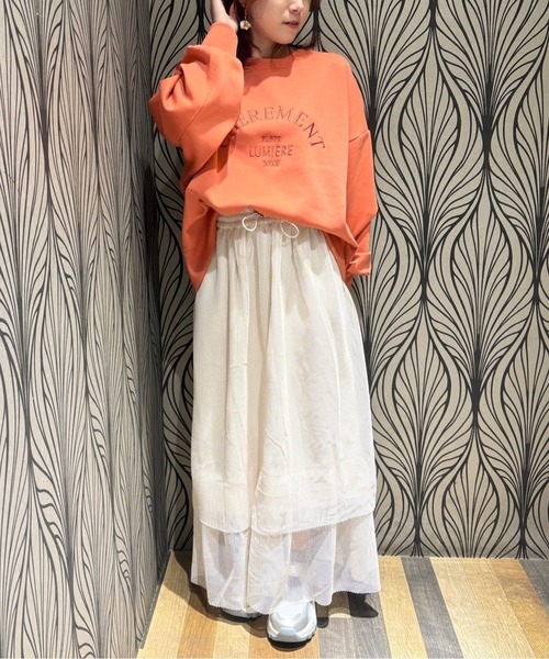 Green　Parks（グリーンパークス）の「ロゴ刺繍ダンボールプルオーバー（スウェット・レディース・ベージュ/レッド/グリーン/サックスブルー/グレー・FREE）」の12枚目の写真