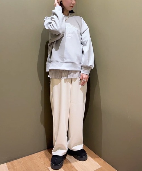 Green　Parks（グリーンパークス）の「ロゴ刺繍ダンボールプルオーバー（スウェット・レディース・ベージュ/レッド/グリーン/サックスブルー/グレー・FREE）」の6枚目の写真