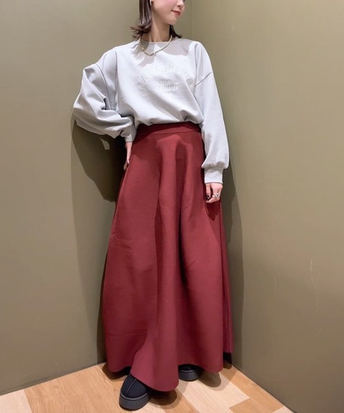 Green　Parks（グリーンパークス）の「ロゴ刺繍ダンボールプルオーバー（スウェット・レディース・ベージュ/レッド/グリーン/サックスブルー/グレー・FREE）」の7枚目の写真