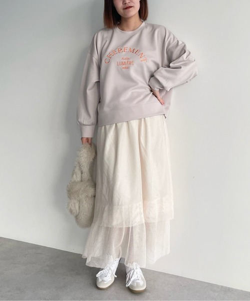 Green　Parks（グリーンパークス）の「ロゴ刺繍ダンボールプルオーバー（スウェット・レディース・ベージュ/レッド/グリーン/サックスブルー/グレー・FREE）」の10枚目の写真