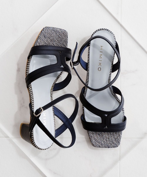 Made in Japan】【HIMIKO】スクエアトゥミドルヒールサンダル/651212