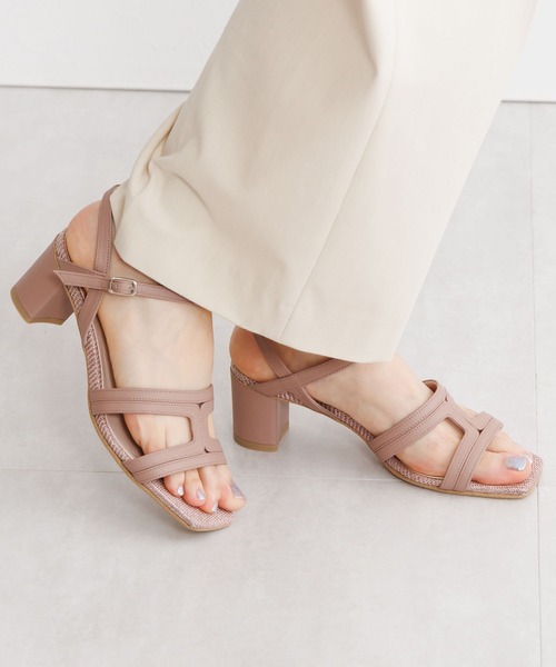 Made in Japan】【HIMIKO】スクエアトゥミドルヒールサンダル/651212