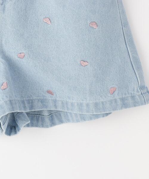 SHOO・LA・RUE（シューラルー）の「【100-150cm/洗える/姉妹リンクにも】ハート刺繍にキュンとする　デニムショートパンツ（その他パンツ・キッズ・ブラック/サックスブルー・10/11/12/13/14/15 ）」の9枚目の写真