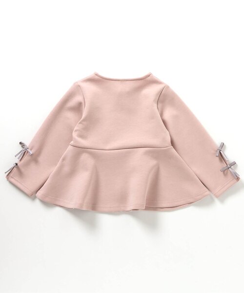 セール】【ジュニア対応】袖リボンペプラムジャケット（ノーカラー