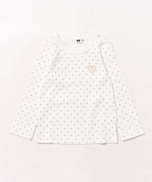 KP(ケーピー)の「長袖インナーTシャツ(100~160)(Tシャツ/カットソー・キッズ・ピンク/サックスブルー/オフホワイト・100cm/120cm/130cm/140cm/110cm/150cm/160cm)」の2枚目の写真