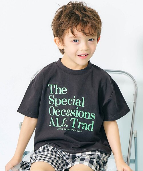 apres les cours（アプレレクール）の「ALCロゴTシャツ（Tシャツ/カットソー・キッズ・サックスブルー/オフホワイト/ブラック/ピンク・120/110/100/90/80/130）」の2枚目の写真