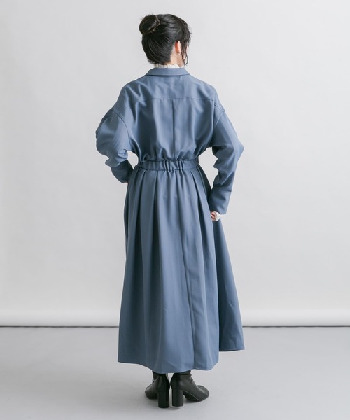 セール】オープンカラーボックスプリーツワンピース（ワンピース