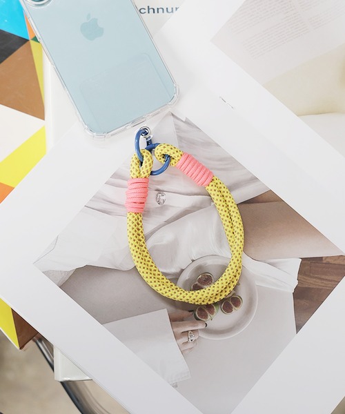 カラビナ付き カラフル ロープスマホストラップ ハンドストラップ