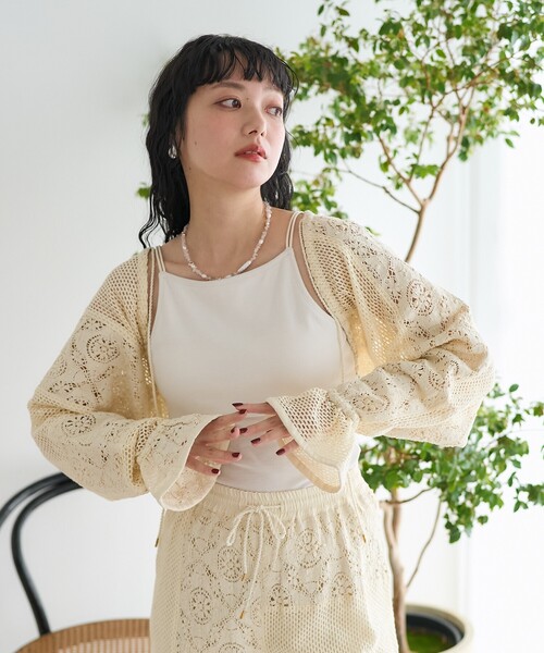 FREAK'S STORE(フリークスストア)の「インド パッチワークレースボレロ〈セットアップ対応〉(カーディガン/ボレロ・レディース・ブラック/オフホワイト・フリ-)」の2枚目の写真