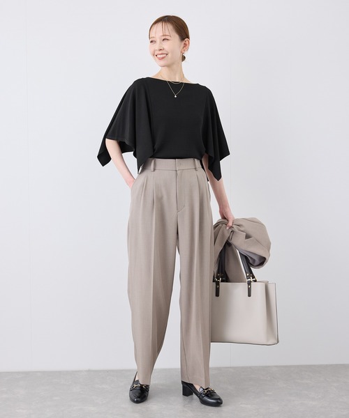 ROPE' PICNIC(ロペピクニック)の「【UVカット・接触冷感・イージーケア】八方映えニット スカーフスリーブニットプルオーバー(ニット/セーター・レディース・ブラック/グレー系その他/ブラウン/サックスブルー・38)」の5枚目の写真