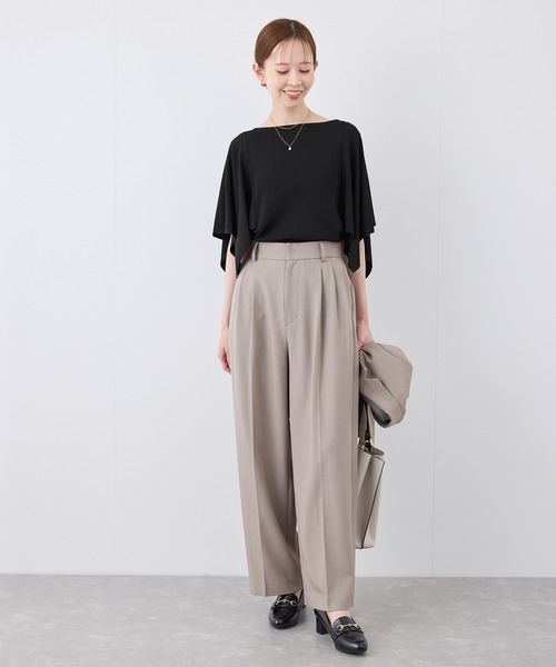 ROPE' PICNIC(ロペピクニック)の「【UVカット・接触冷感・イージーケア】八方映えニット スカーフスリーブニットプルオーバー(ニット/セーター・レディース・ブラック/グレー系その他/ブラウン/サックスブルー・38)」の6枚目の写真