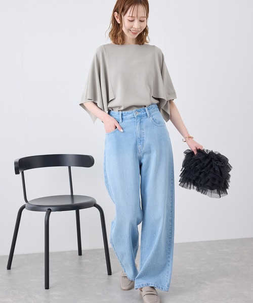 ROPE' PICNIC(ロペピクニック)の「【UVカット・接触冷感・イージーケア】八方映えニット スカーフスリーブニットプルオーバー(ニット/セーター・レディース・ブラック/グレー系その他/ブラウン/サックスブルー・38)」の10枚目の写真