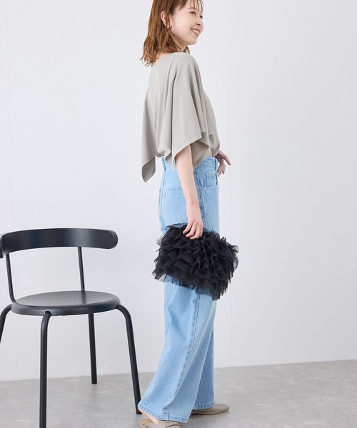 ROPE' PICNIC(ロペピクニック)の「【UVカット・接触冷感・イージーケア】八方映えニット スカーフスリーブニットプルオーバー(ニット/セーター・レディース・ブラック/グレー系その他/ブラウン/サックスブルー・38)」の11枚目の写真