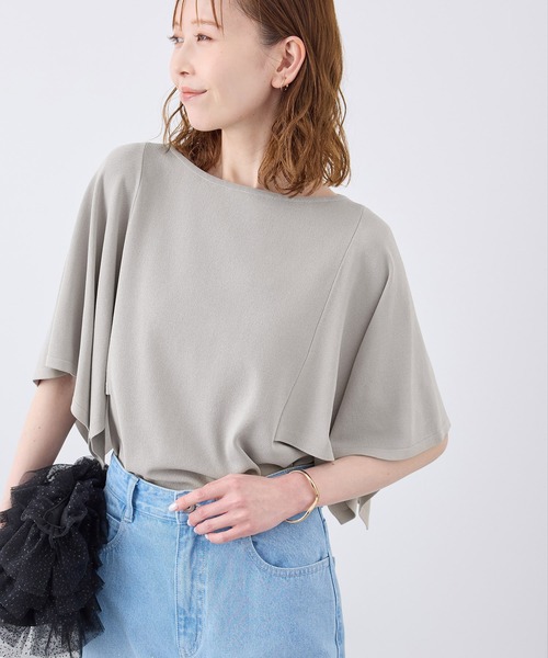 ROPE' PICNIC(ロペピクニック)の「【UVカット・接触冷感・イージーケア】八方映えニット スカーフスリーブニットプルオーバー(ニット/セーター・レディース・ブラック/グレー系その他/ブラウン/サックスブルー・38)」の12枚目の写真