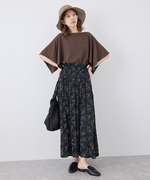 ROPE' PICNIC(ロペピクニック)の「【UVカット・接触冷感・イージーケア】八方映えニット スカーフスリーブニットプルオーバー(ニット/セーター・レディース・ブラック/グレー系その他/ブラウン/サックスブルー・38)」の14枚目の写真