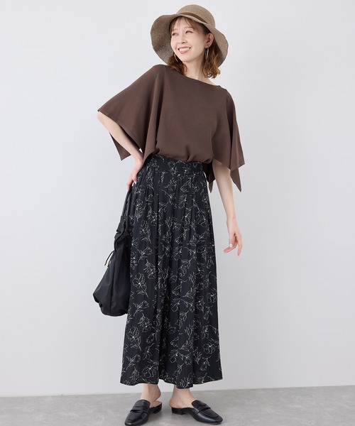 ROPE' PICNIC(ロペピクニック)の「【UVカット・接触冷感・イージーケア】八方映えニット スカーフスリーブニットプルオーバー(ニット/セーター・レディース・ブラック/グレー系その他/ブラウン/サックスブルー・38)」の15枚目の写真