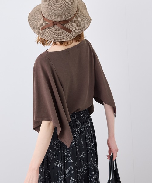 ROPE' PICNIC(ロペピクニック)の「【UVカット・接触冷感・イージーケア】八方映えニット スカーフスリーブニットプルオーバー(ニット/セーター・レディース・ブラック/グレー系その他/ブラウン/サックスブルー・38)」の17枚目の写真