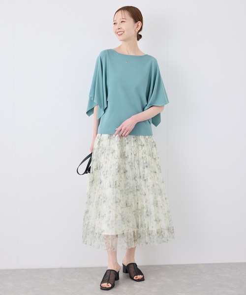 ROPE' PICNIC(ロペピクニック)の「【UVカット・接触冷感・イージーケア】八方映えニット スカーフスリーブニットプルオーバー(ニット/セーター・レディース・ブラック/グレー系その他/ブラウン/サックスブルー・38)」の18枚目の写真