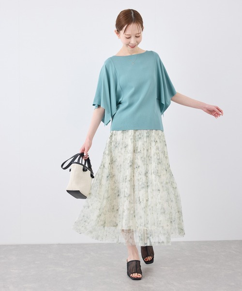 ROPE' PICNIC(ロペピクニック)の「【UVカット・接触冷感・イージーケア】八方映えニット スカーフスリーブニットプルオーバー(ニット/セーター・レディース・ブラック/グレー系その他/ブラウン/サックスブルー・38)」の19枚目の写真