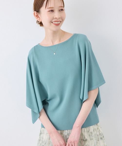 ROPE' PICNIC(ロペピクニック)の「【UVカット・接触冷感・イージーケア】八方映えニット スカーフスリーブニットプルオーバー(ニット/セーター・レディース・ブラック/グレー系その他/ブラウン/サックスブルー・38)」の20枚目の写真