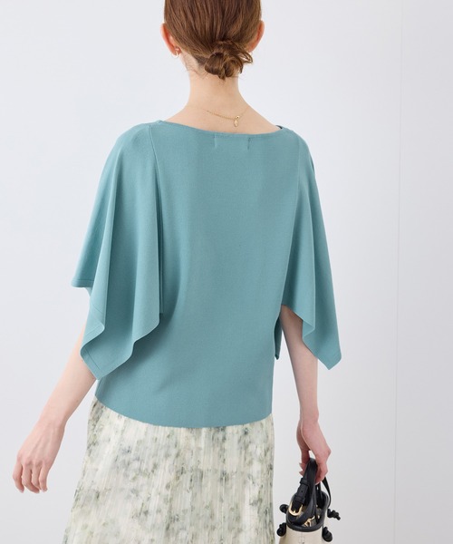 ROPE' PICNIC(ロペピクニック)の「【UVカット・接触冷感・イージーケア】八方映えニット スカーフスリーブニットプルオーバー(ニット/セーター・レディース・ブラック/グレー系その他/ブラウン/サックスブルー・38)」の21枚目の写真