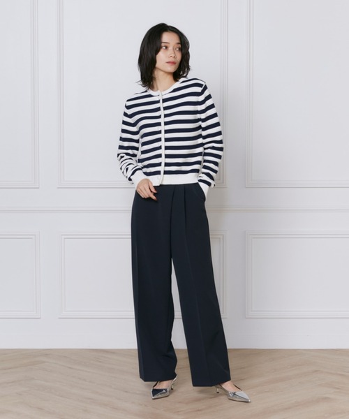 INED（イネド）の「PIMA COTTONボーダー柄カーディガン（カーディガン/ボレロ・レディース・その他/ブルー/オフホワイト・11号/9号）」の4枚目の写真