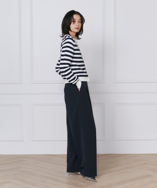 INED（イネド）の「PIMA COTTONボーダー柄カーディガン（カーディガン/ボレロ・レディース・その他/ブルー/オフホワイト・11号/9号）」の5枚目の写真