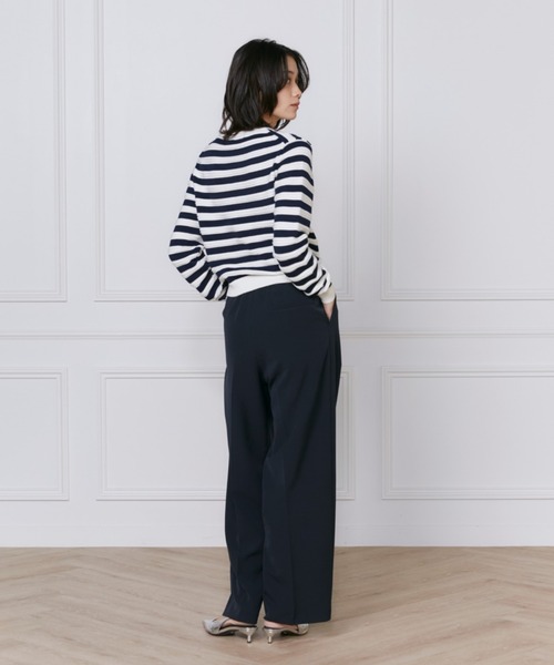 INED（イネド）の「PIMA COTTONボーダー柄カーディガン（カーディガン/ボレロ・レディース・その他/ブルー/オフホワイト・11号/9号）」の6枚目の写真