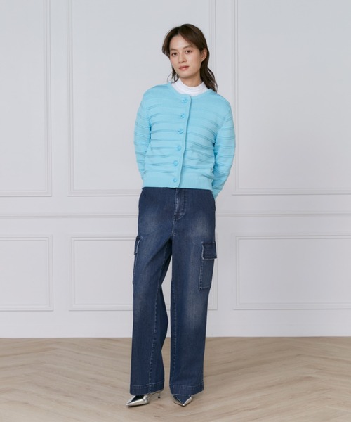 INED（イネド）の「PIMA COTTONボーダー柄カーディガン（カーディガン/ボレロ・レディース・その他/ブルー/オフホワイト・11号/9号）」の8枚目の写真
