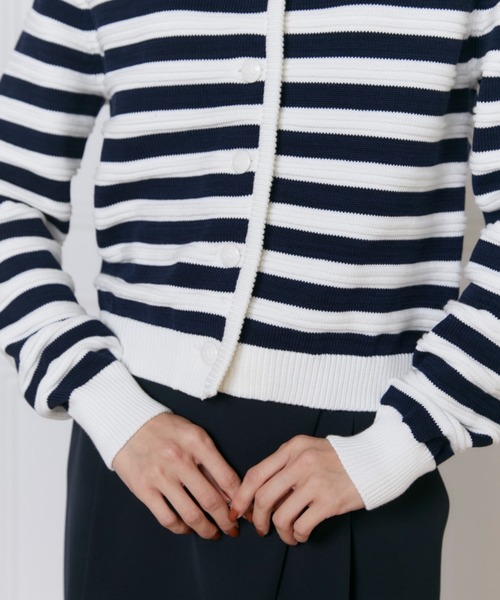 INED（イネド）の「PIMA COTTONボーダー柄カーディガン（カーディガン/ボレロ・レディース・その他/ブルー/オフホワイト・11号/9号）」の16枚目の写真