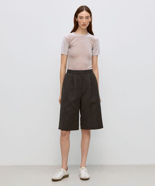 BACCA(バッカ)の「コットンリネンジャガード ワイドタックショーツ(その他パンツ・レディース・ダークグリーン/ホワイト・34/36)」の12枚目の写真