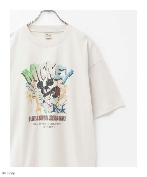 セール】Disney ミッキーロックプリントTシャツ（Tシャツ