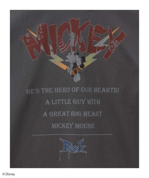 ディズニークチュール　ミッキー　ロックTシャツ Disney ミッキーロックプリントTシャツ（Tシャツ/カットソー