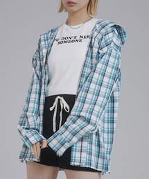 ENVYM | オーバーサイズフーディチェックシャツ(シャツ/ブラウス)