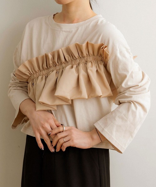 NOAHL(ノアル)の「【NOAHL】ビスチェドッキングトップス(Tシャツ/カットソー・レディース・ブラック/ホワイト/キナリ・FREE)」の8枚目の写真