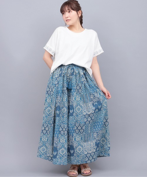 チチカカ（チチカカ）の「サシコ風パッチプリントスカート（スカート・レディース・ブルー/レッド/マスタード・FREE）」の4枚目の写真