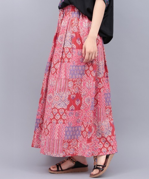 チチカカ（チチカカ）の「サシコ風パッチプリントスカート（スカート・レディース・ブルー/レッド/マスタード・FREE）」の7枚目の写真