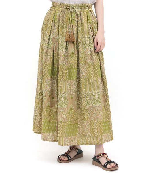 チチカカ（チチカカ）の「サシコ風パッチプリントスカート（スカート・レディース・ブルー/レッド/マスタード・FREE）」の9枚目の写真