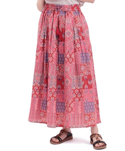 チチカカ（チチカカ）の「サシコ風パッチプリントスカート（スカート・レディース・ブルー/レッド/マスタード・FREE）」の10枚目の写真