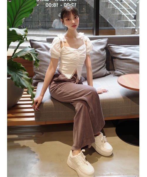 バイカラーコードベロアワイドパンツ（その他パンツ）｜Darich