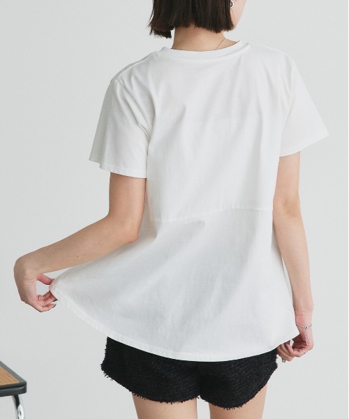 ad thie（アドティエ）の「ペプラムフリル デザインTシャツ（Tシャツ/カットソー・レディース・チャコール/ネイビー/オフホワイト/ナチュラル/ブラック・FREE）」の17枚目の写真