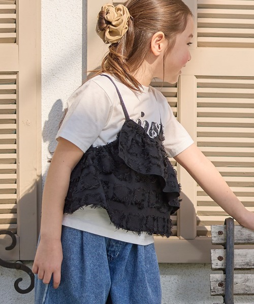 Piet（ピエット）の「ロゴTシャツ×チェックフリンジビスチェセット（Tシャツ/カットソー・キッズ・ブラック/ベージュ・100/110/120/130）」の17枚目の写真