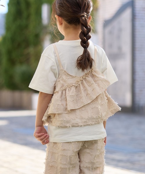 Piet（ピエット）の「ロゴTシャツ×チェックフリンジビスチェセット（Tシャツ/カットソー・キッズ・ブラック/ベージュ・100/110/120/130）」の19枚目の写真