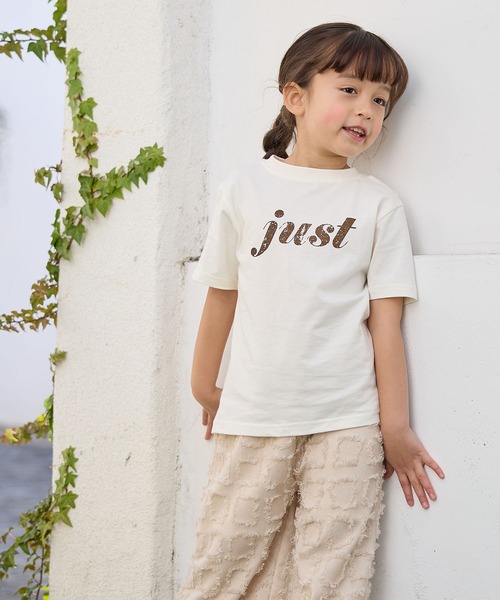 Piet（ピエット）の「ロゴTシャツ×チェックフリンジビスチェセット（Tシャツ/カットソー・キッズ・ブラック/ベージュ・100/110/120/130）」の3枚目の写真