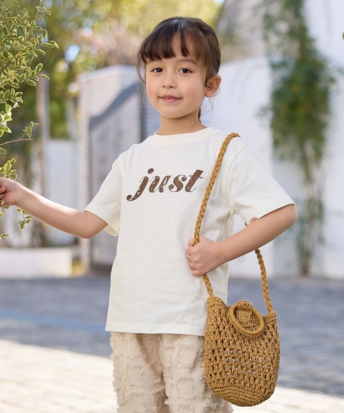 Piet（ピエット）の「ロゴTシャツ×チェックフリンジビスチェセット（Tシャツ/カットソー・キッズ・ブラック/ベージュ・100/110/120/130）」の4枚目の写真