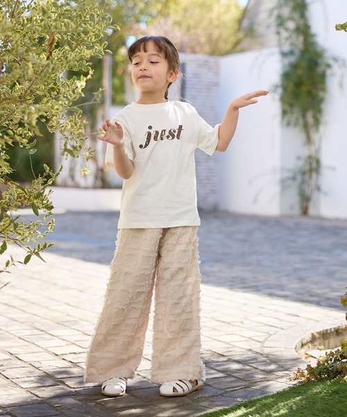Piet（ピエット）の「ロゴTシャツ×チェックフリンジビスチェセット（Tシャツ/カットソー・キッズ・ブラック/ベージュ・100/110/120/130）」の5枚目の写真
