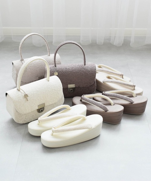 セール】草履バッグ ジャガード 厚底草履 3枚芯 日本製（和装小物